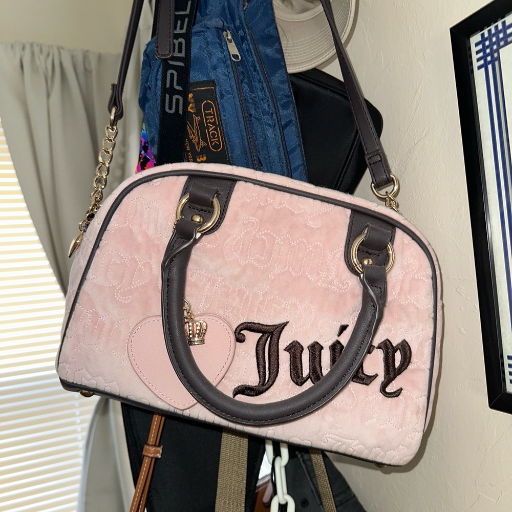 Juicy Couture Pink Velour Bowler Bag